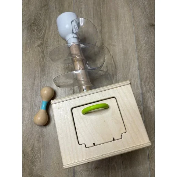 Lovevery Slide and Seek Ball Run tower and wooden rattle set - Picture 1 of 9